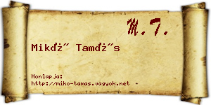 Mikó Tamás névjegykártya
